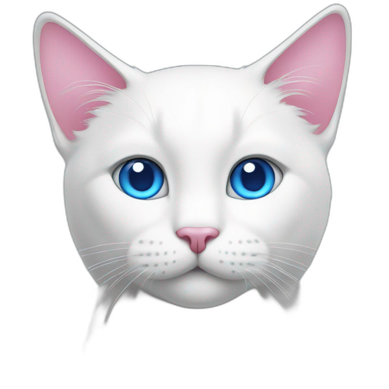 White cat with pink ears and blue eyes emoji