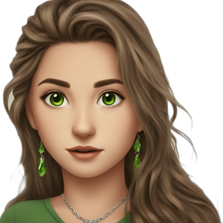 serene green-eyed girl with earrings emoji