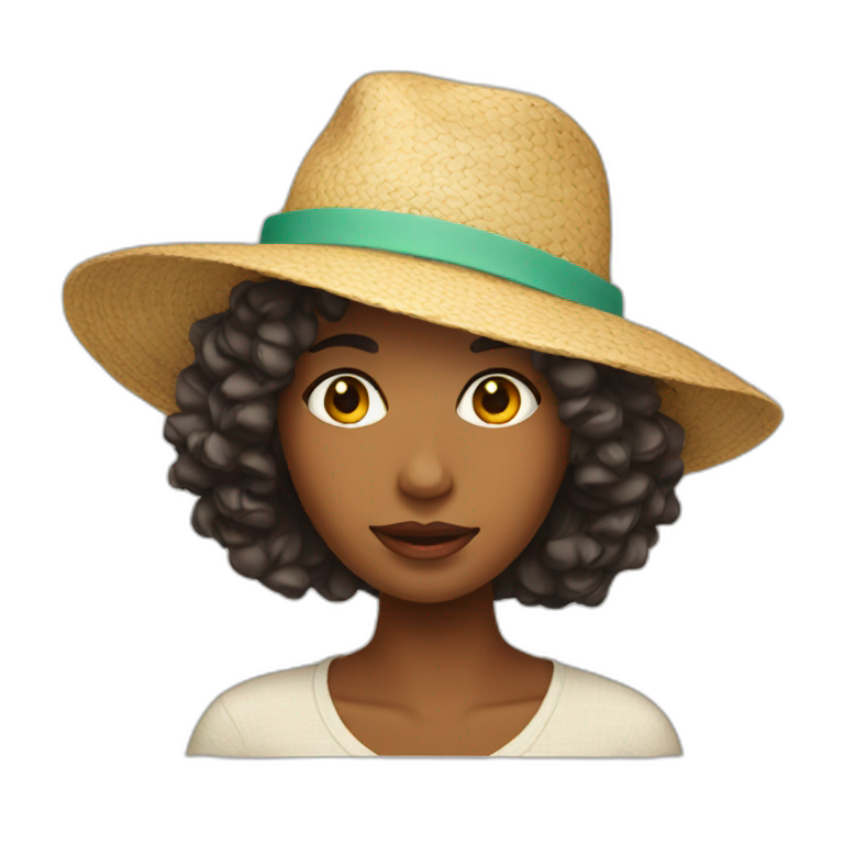 women with summer hat emoji