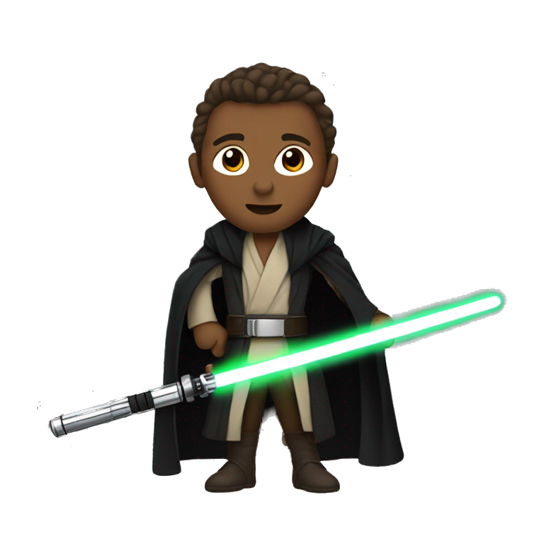 Jedi with lightsaber and black Coat flying emoji