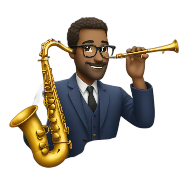man french glasses saxophone emoji