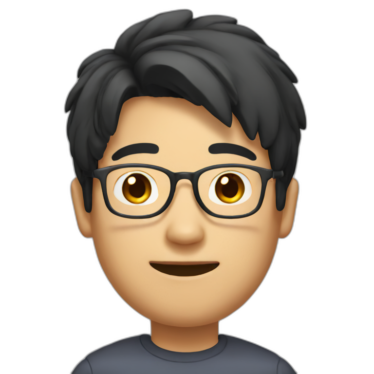 asian guy with black hair and glasses emoji