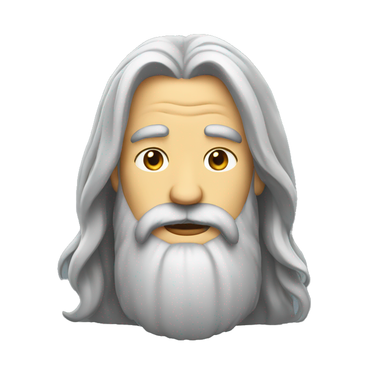 Long gray hair and long beard emoji