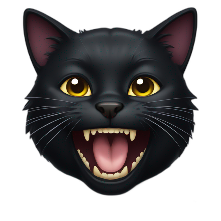 Black cat woth fangs emoji