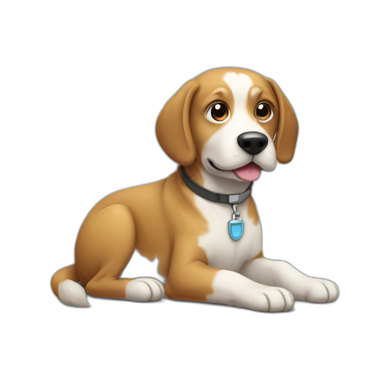 computer cute dog with a computer emoji