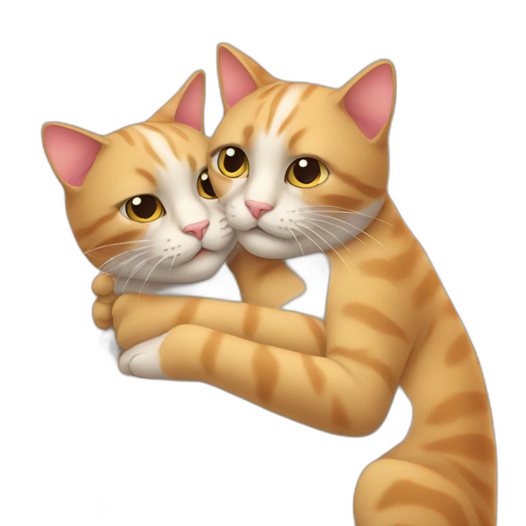Two cats huging emoji