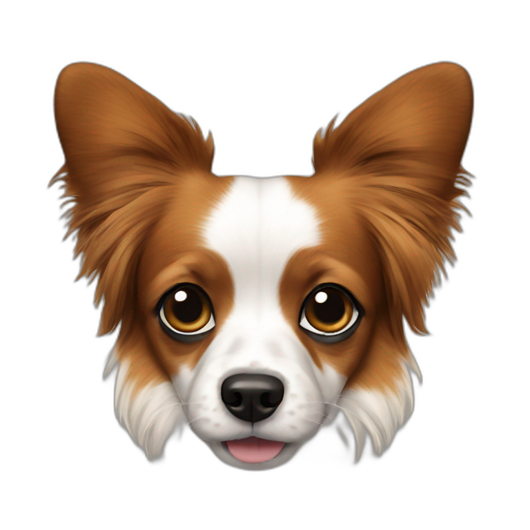 Papillon dog breed with black ears emoji