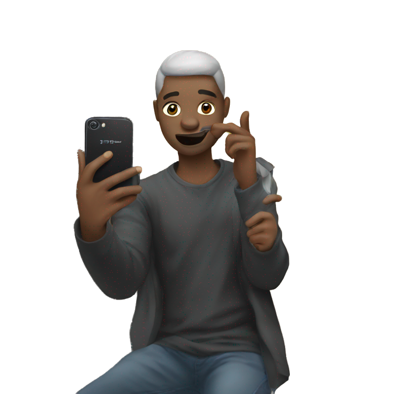 selfie with black phone meme emoji