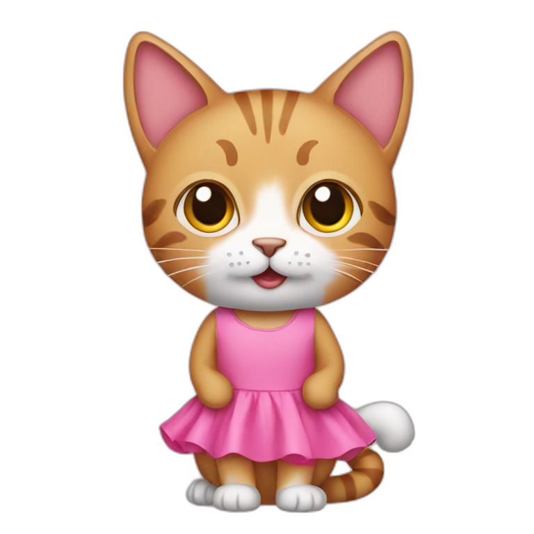 cat using pink dress emoji