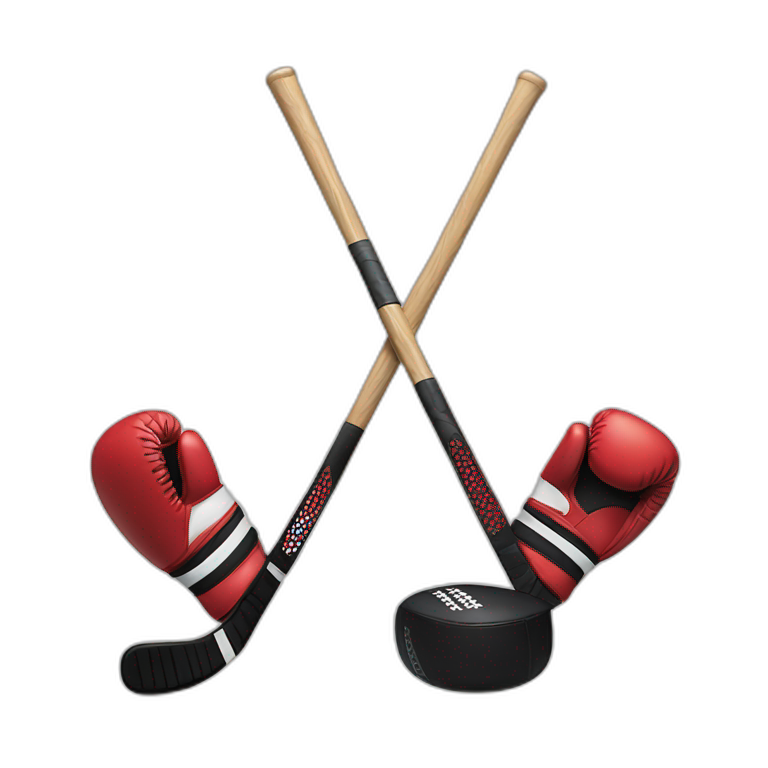 Hockey sticks and boxing gloves emoji