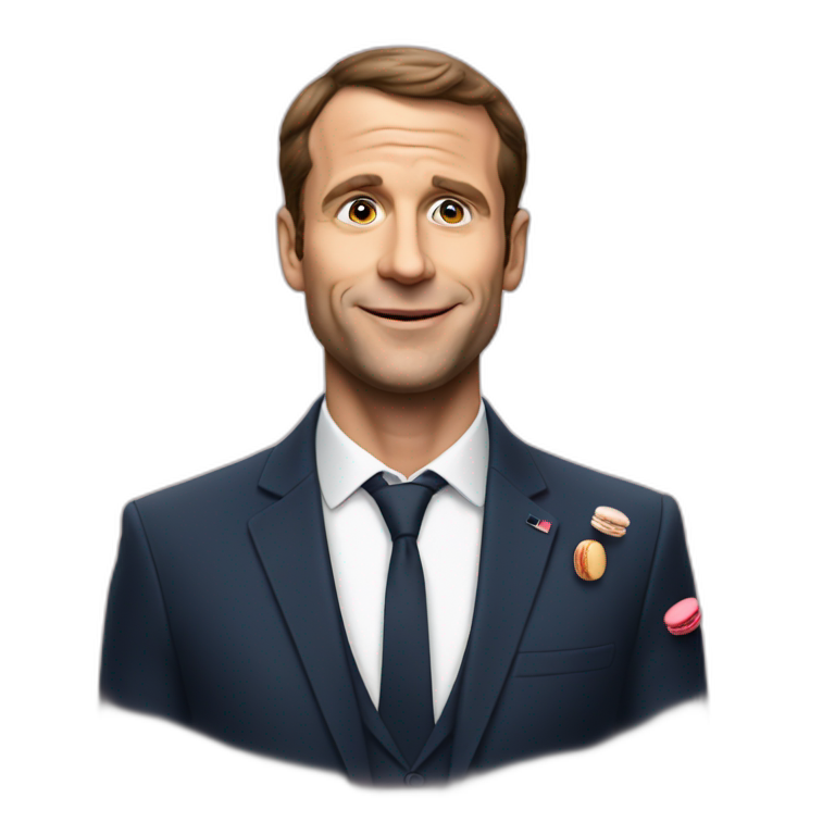 Macron avec des macarons emoji