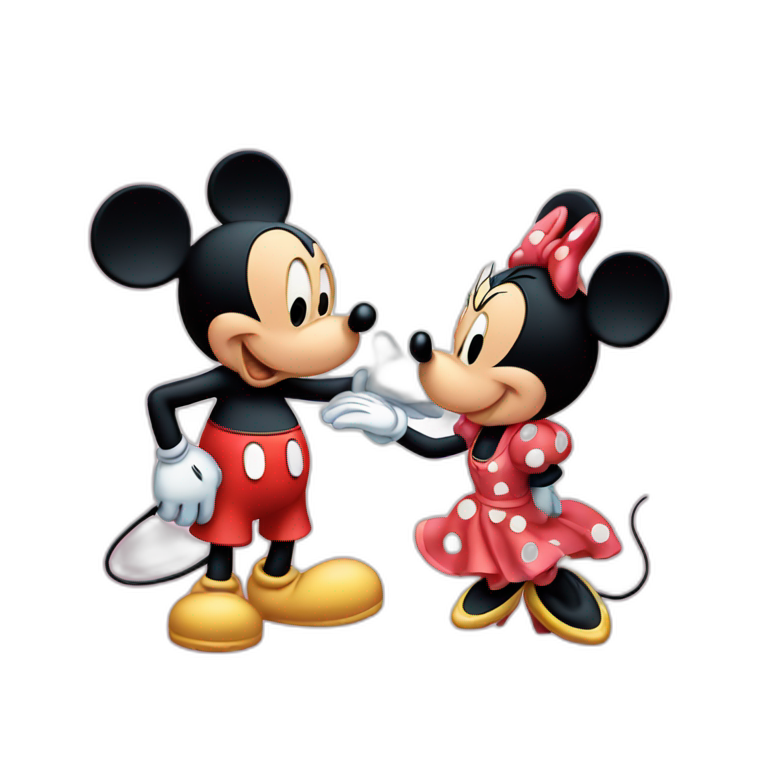 Mickey mouse and minnie mouse kissing emoji