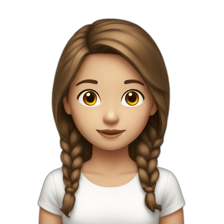 Kid Girl Brown hair white emoji