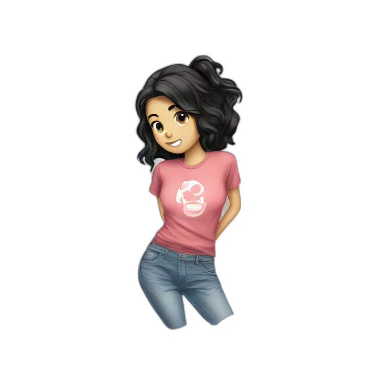 black haired girl in shirt emoji