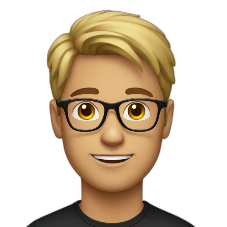 Young man in black t shirt with glasses emoji