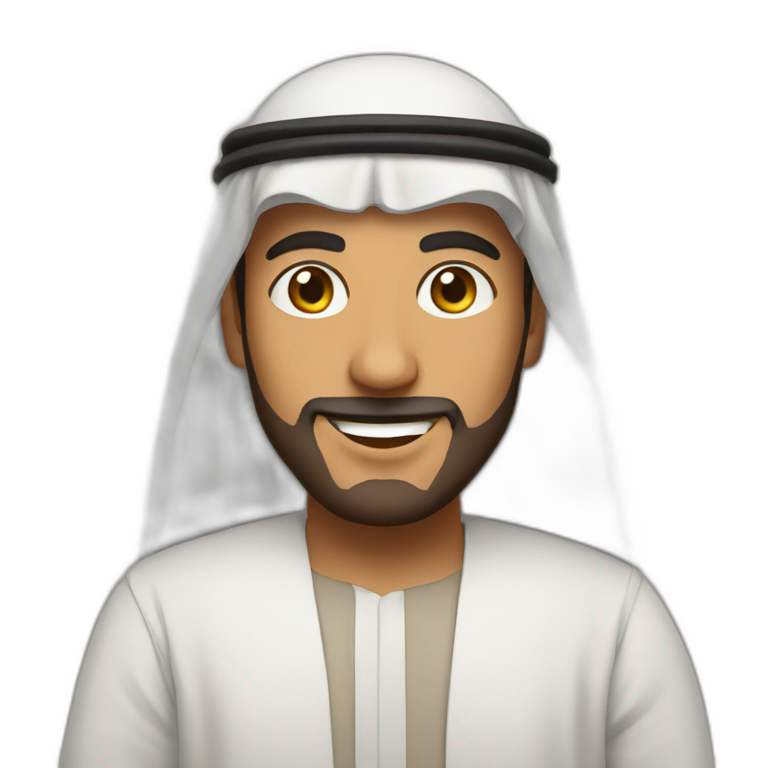 arab guy with traditional wear saying hii emoji