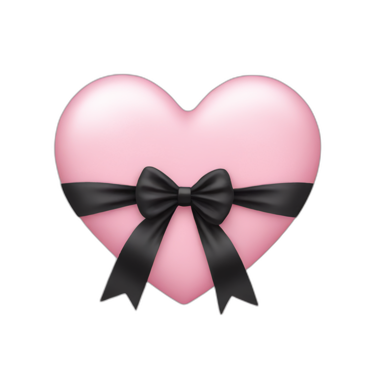light pink heart with a black bow  emoji