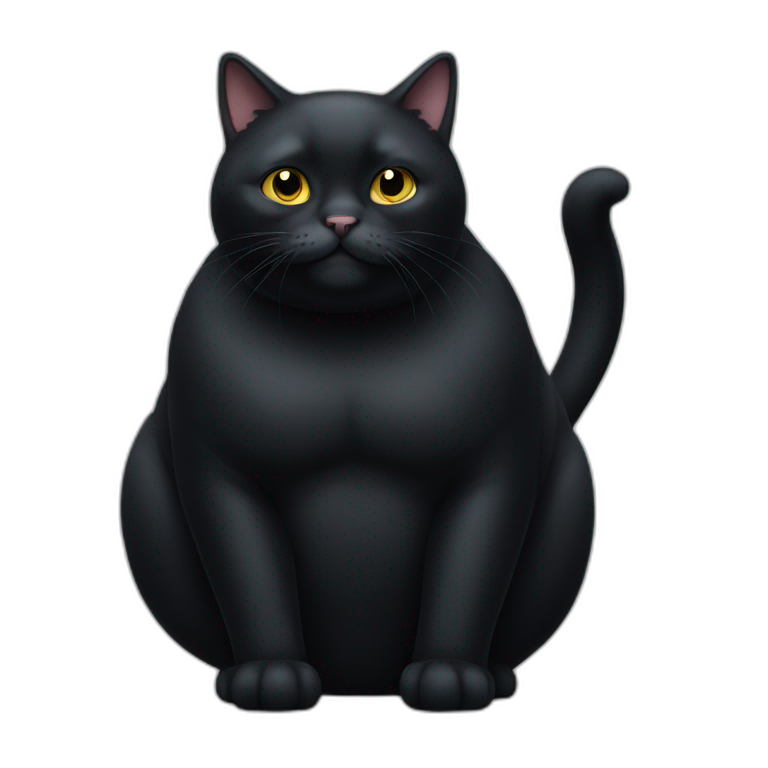 full body obese black cat emoji