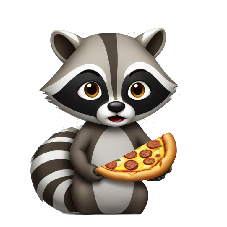 Raccoon eating pizza emoji