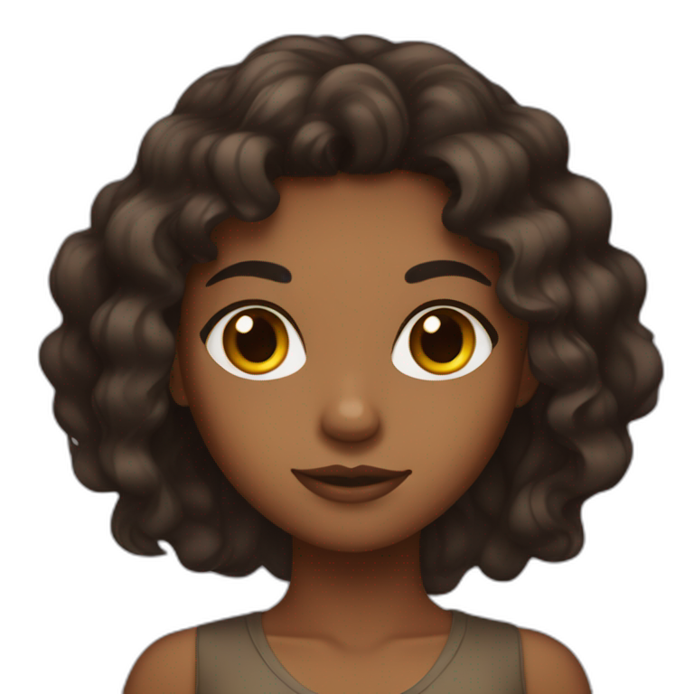 brown girl with amber eyes and long dark hair emoji