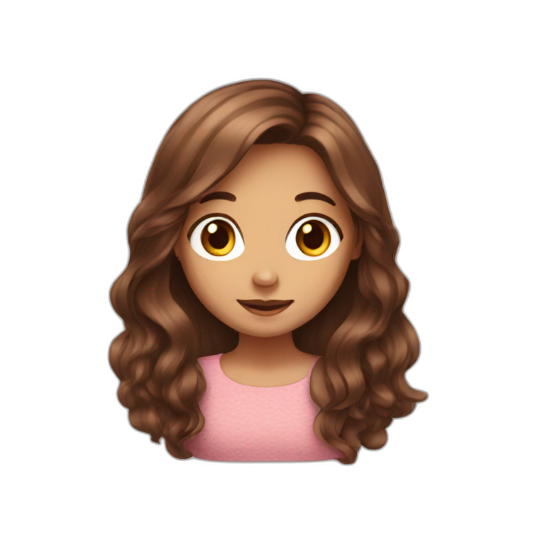 Brown long hair cute girl emoji