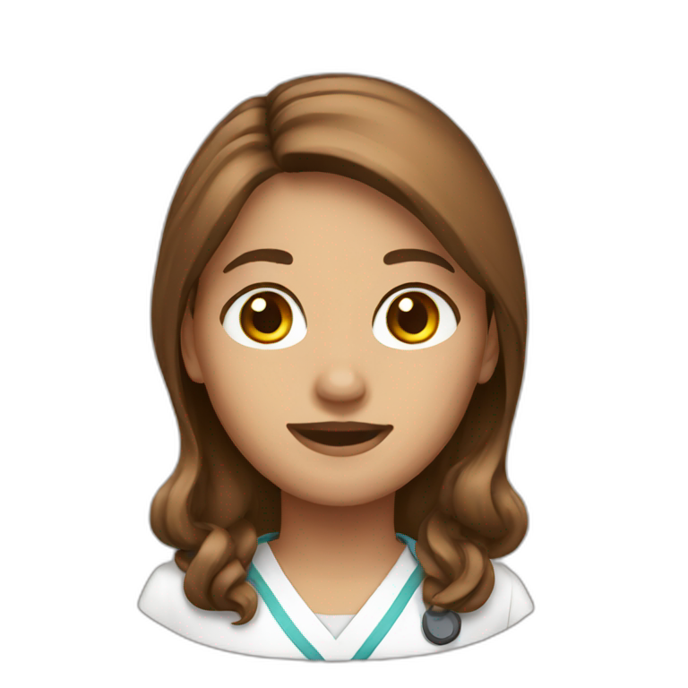 Nurse brown long hair emoji