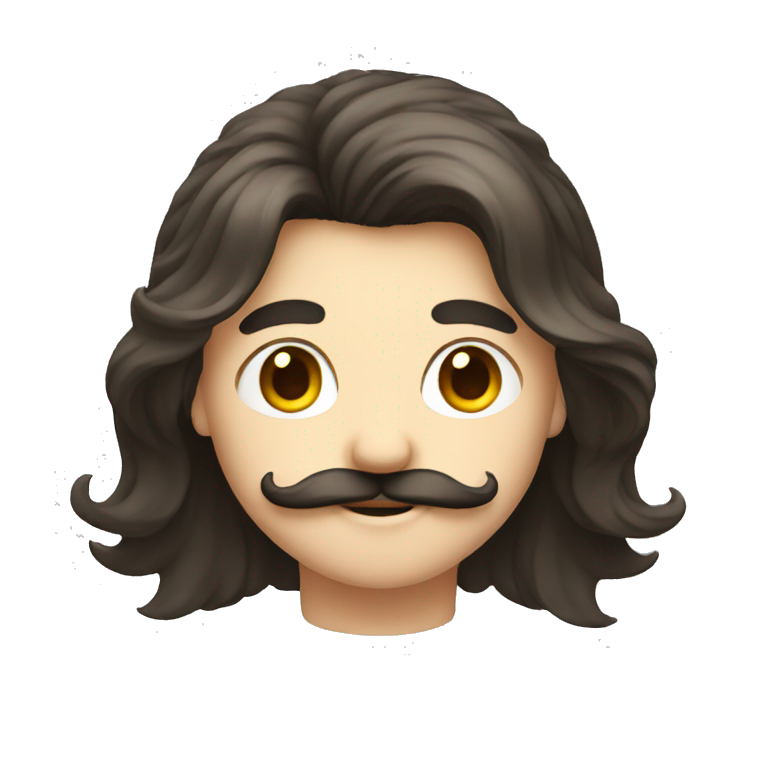 Long hair boy and moustache emoji