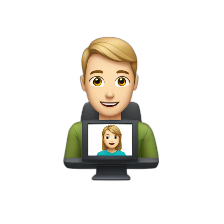 monitor with the video call on the screen emoji