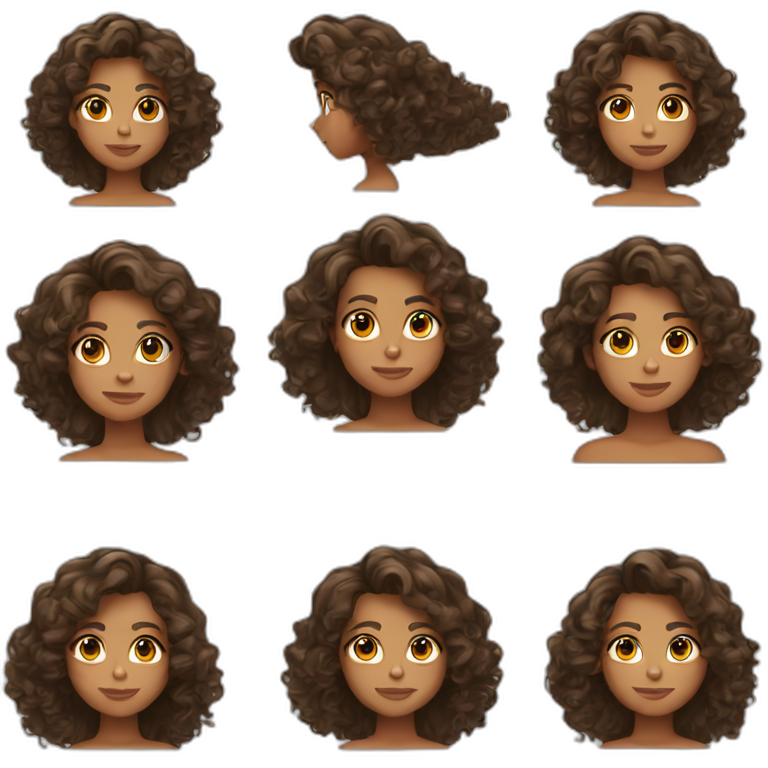 A 20 year old brown girl with long curly hair emoji