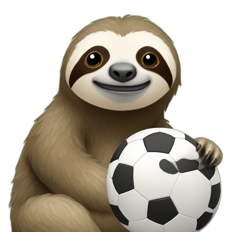 sloth thinking about soccer emoji