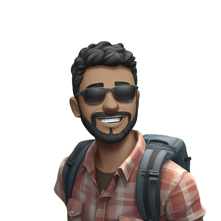 smiling man outdoors in sunglasses emoji