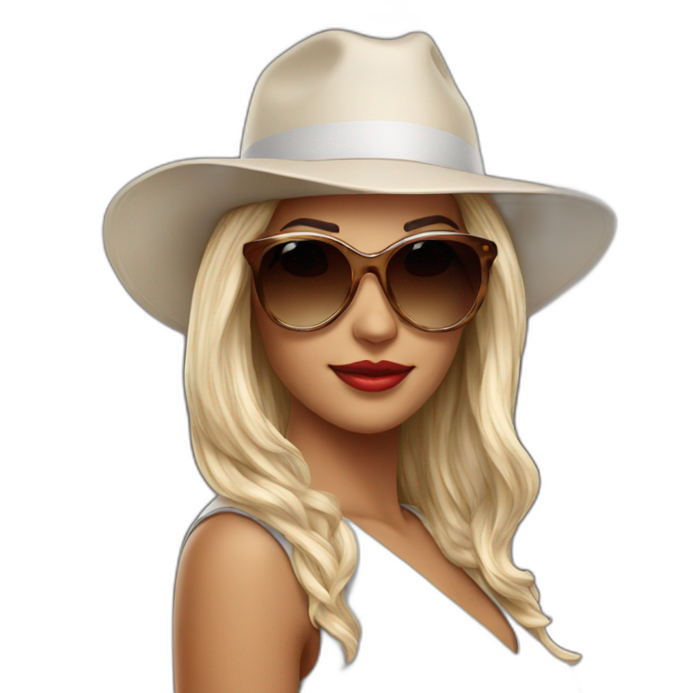 Beautiful women with sunglasses and hat emoji