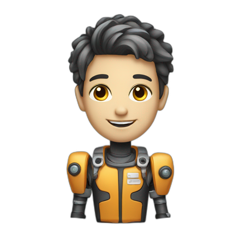 believe me a young robotics engineer, expert in hardware and software technology, with tools, emoji