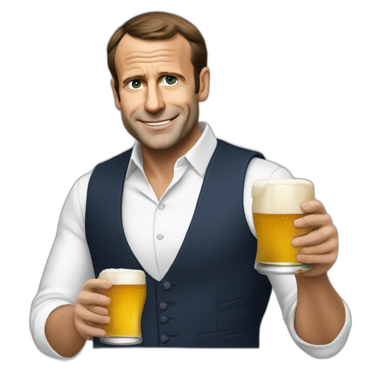 Macron, qui boit bière emoji