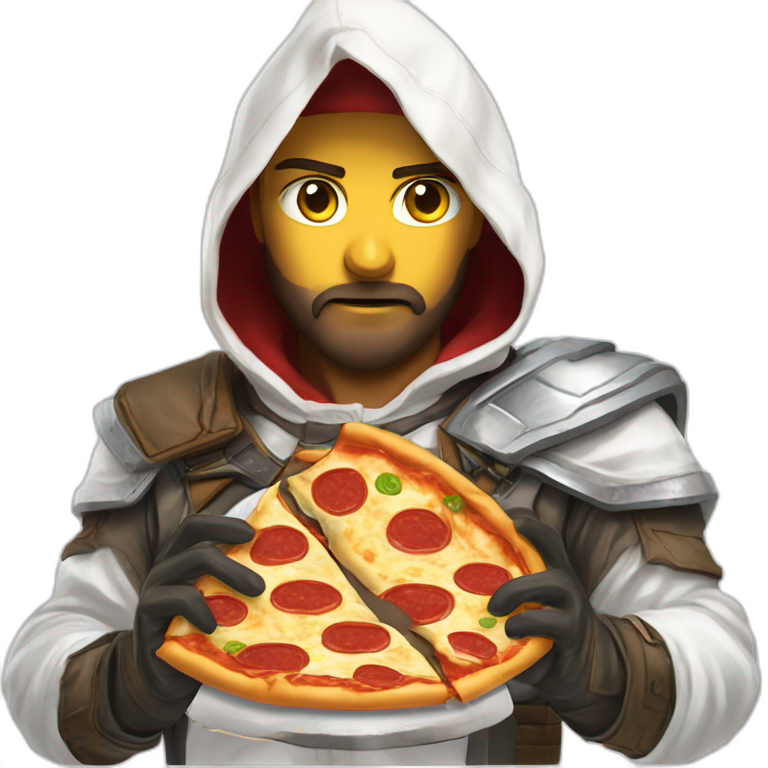 hungry bearded boy with pizza emoji