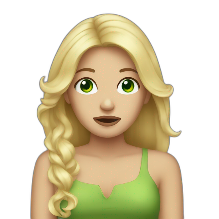 woman with blonde hair and green eyes cry emoji