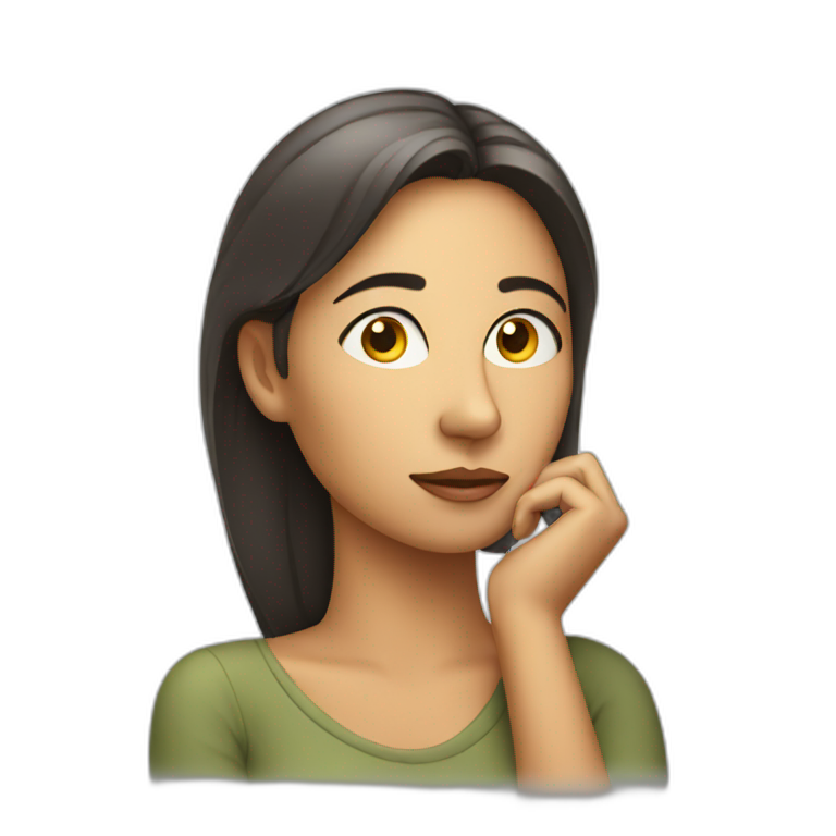 thinking woman with hand on chin emoji