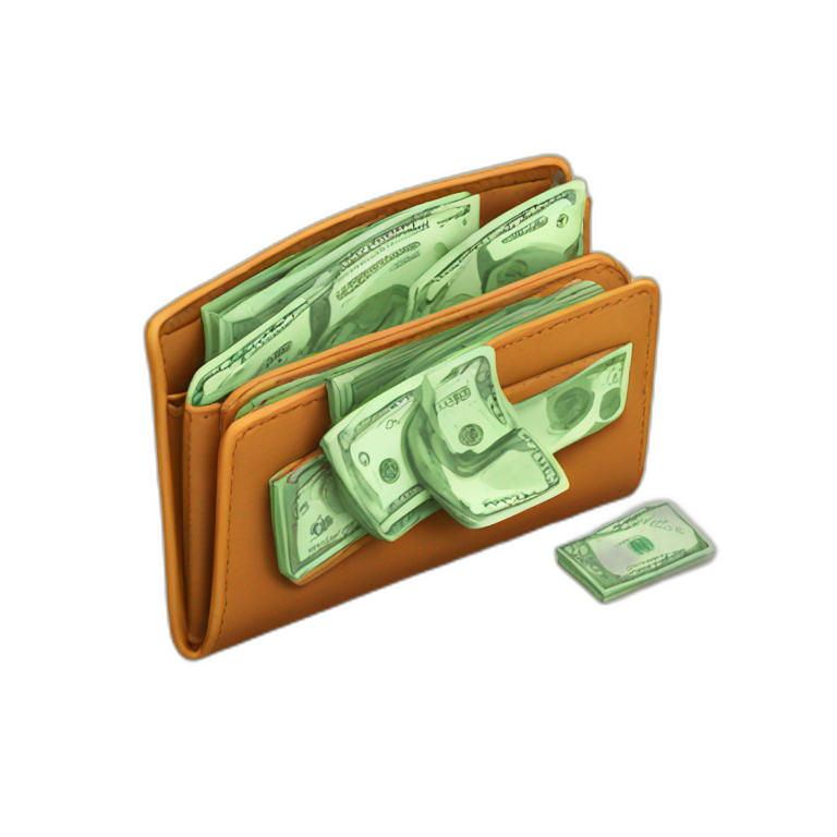bright wallet with money emoji
