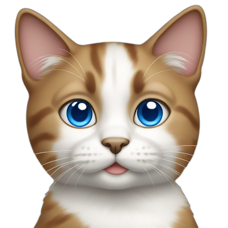 White and brown cat with blue eyes emoji