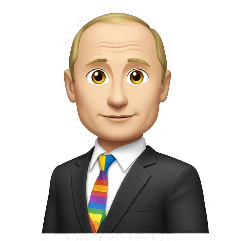 Vladimir Putin holding an LGBTQA+ flag emoji