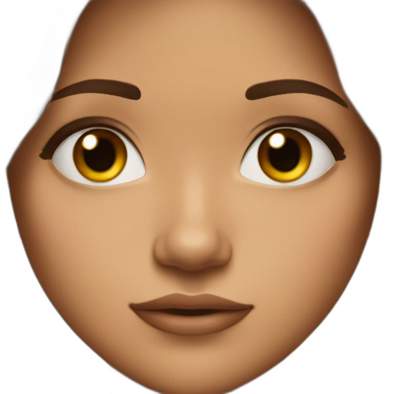 Girl with tan skin, mid length brown hair, bigish nose, long lashes and sorta eye bags emoji