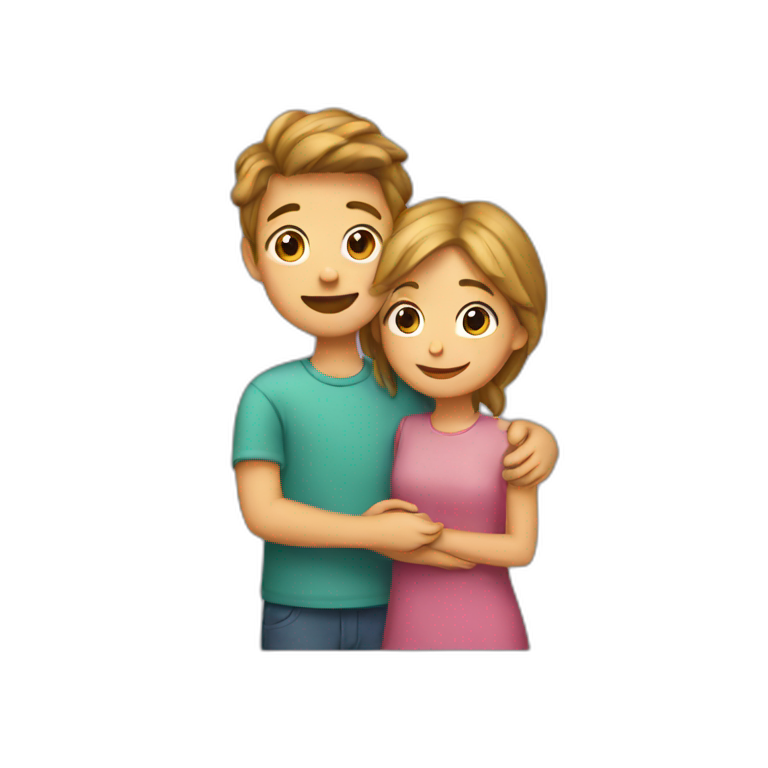 Boy and girl hugging emoji