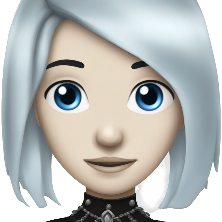 smiling goth princess black hair blue eyes emoji