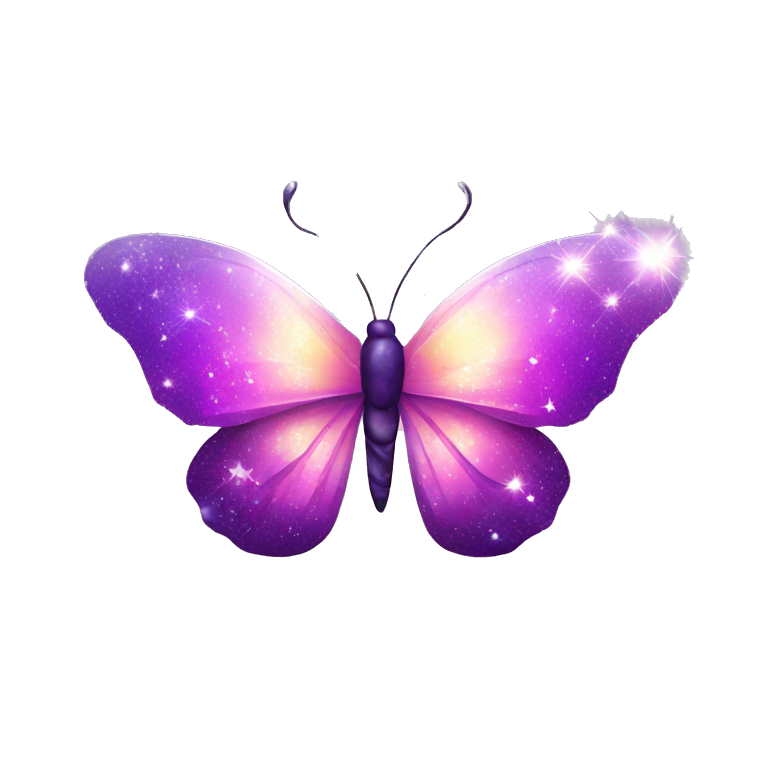 Purple-Shiny-Gem-Crystal-Glitter-Galaxy-Gradient-Sparkle-Stars-Glass-Butterfly emoji