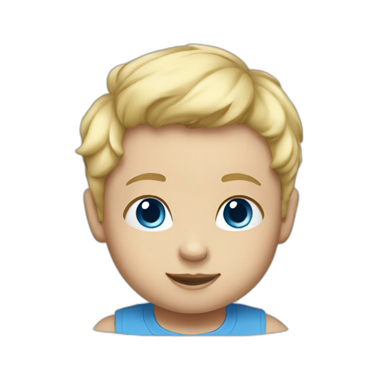 A baby with blond hair, blue eyes and a blue t-shirt emoji