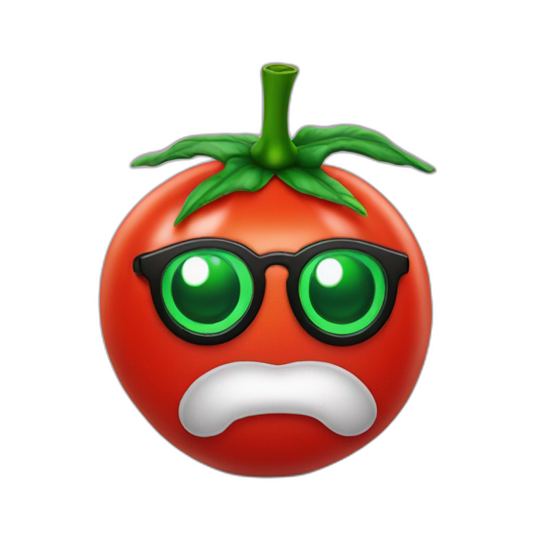 nerd tomato with a beanie hat and piercings emoji