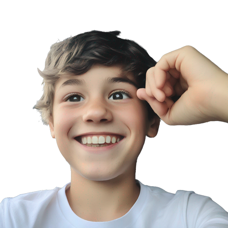 smiling boy in white shirt emoji