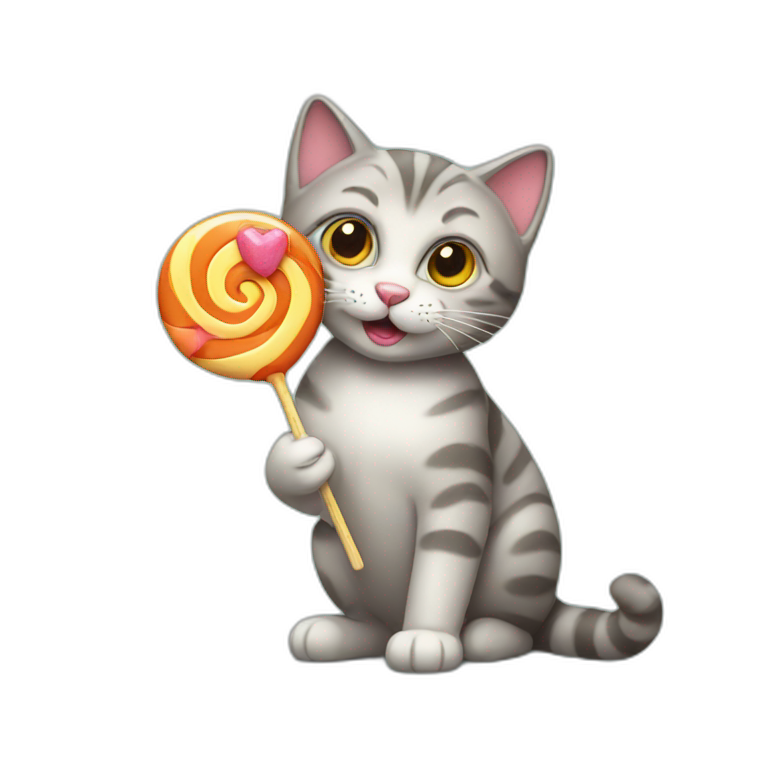 Cat holding lollipop emoji