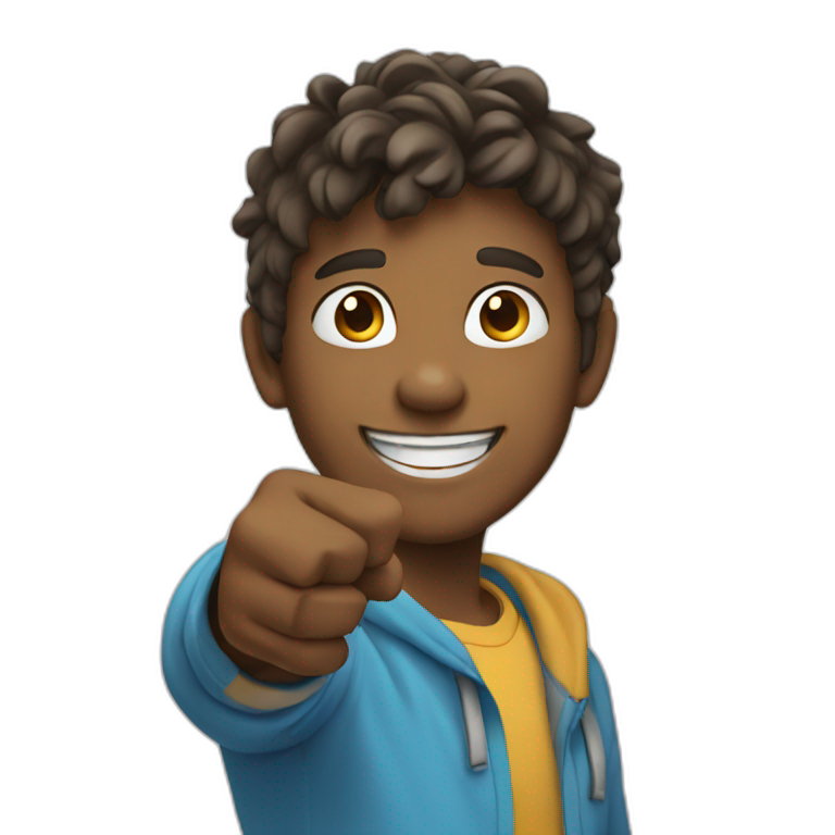 Smiling boy Pointing right emoji