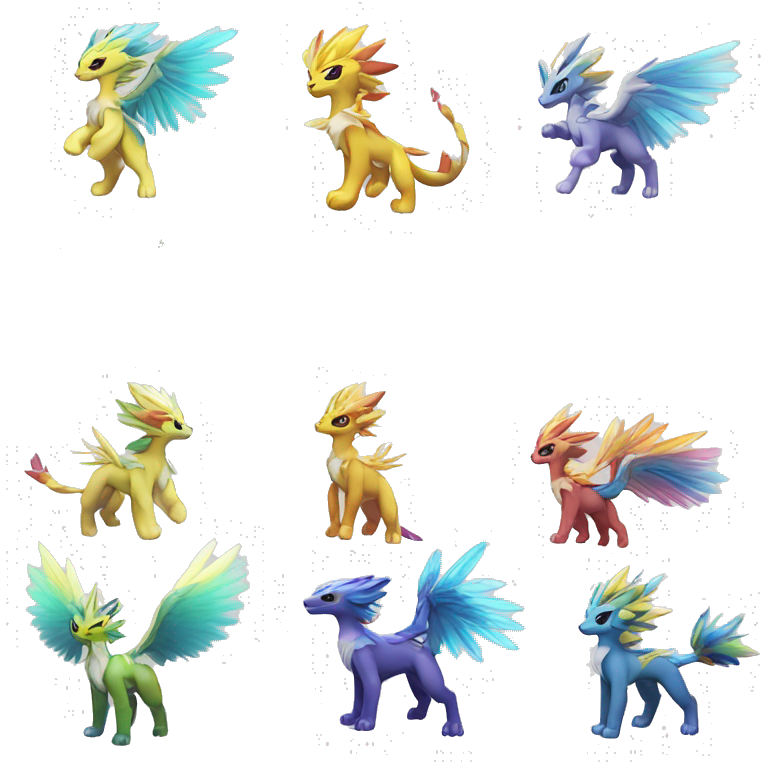 Celestial Powerful Rainbow-Crystallic Colorful Vibrant Colors Flying Advanced Zeraora-Aurorus-Fakémon-Legendary-Pokémon-Creature Full Body emoji